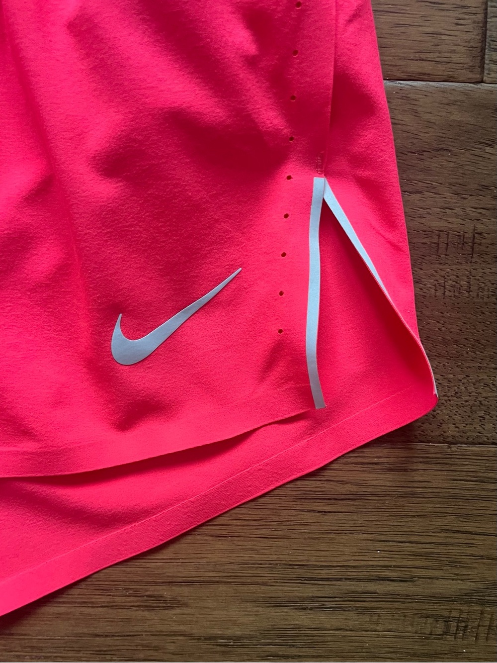 NIKE Aeroswift Running Shorts Hot Pink Neon Coral Sz L Perforated Reflective - Picture 4 of 11